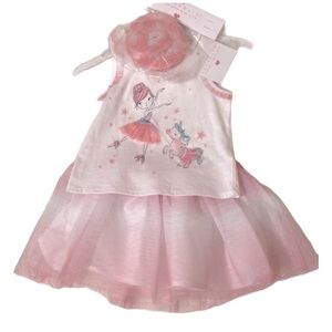 LULURAIN Girl's 3 Piece Tulle S/L Set Tulle Matching Crossbody Bag Size 4 NEW